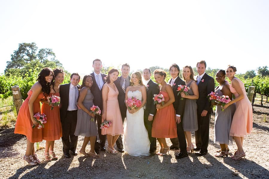 Bridal party pictures in vineyards at Zenaida Cellars, Paso Robles wedding
