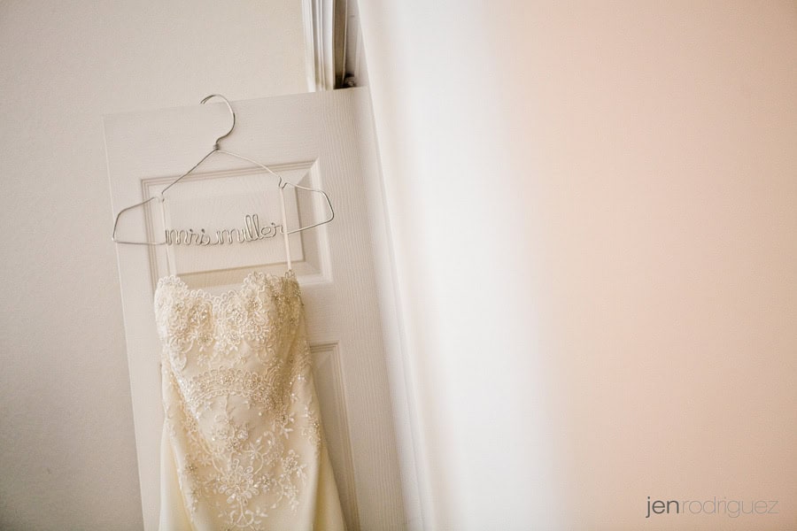 dress on a hanger, zenaida cellars wedding in Paso Robles
