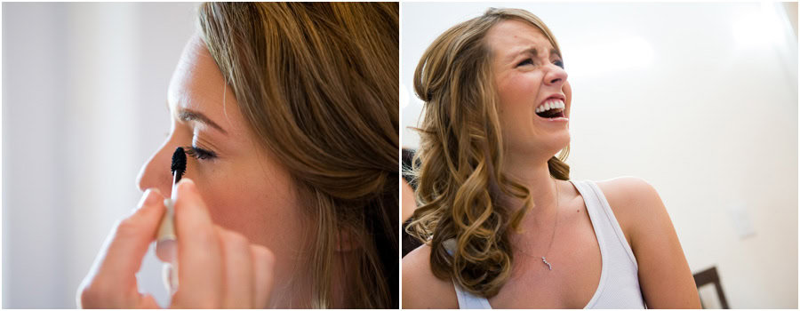 Bride getting ready in suite at Zenaida Cellars, Paso Robles vineyard wedding