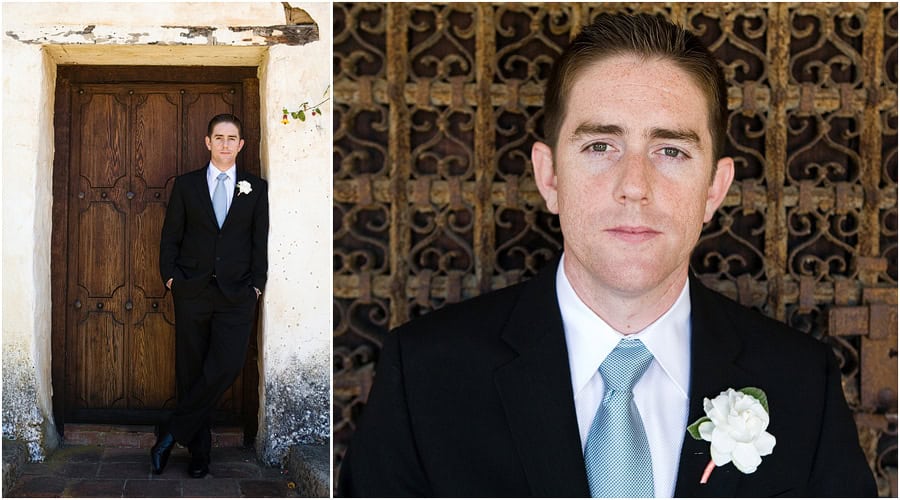 Groom at Carmel mission, Carmel mission wedding photographer, Groom portraits at the Carmel Mission, Carmel mission wedding