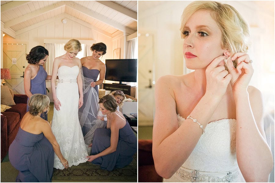 Bride and bridesmaids getting ready before the ceremony