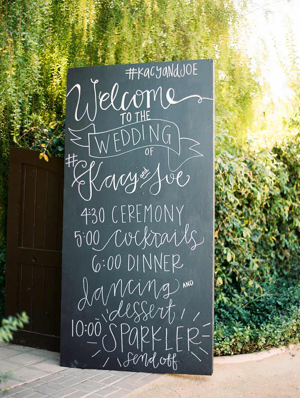 Hand lettered wedding sign at Apple Creek Ranch