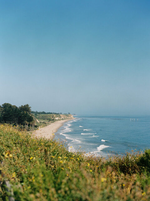 Breathtaking Santa Barbara coastline with ocean waves, sandy beaches, and coastal cliffs—perfect for a romantic California wedding backdrop